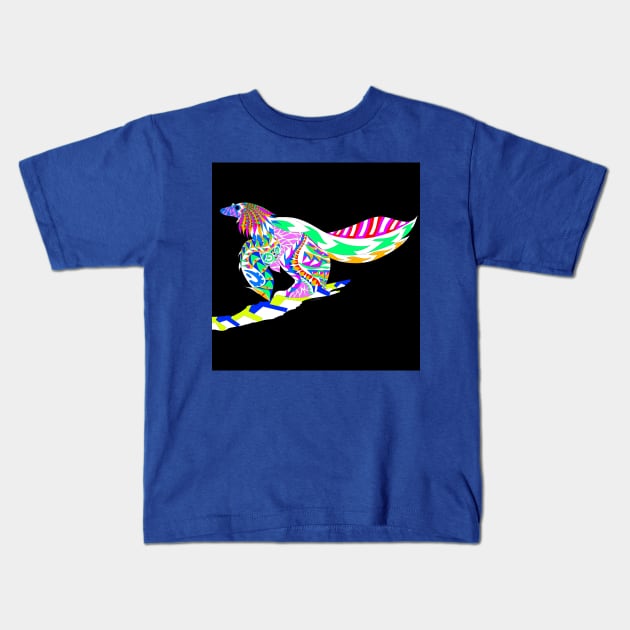 winged dinosaur fossil in magnificent mexican colors Kids T-Shirt by jorge_lebeau